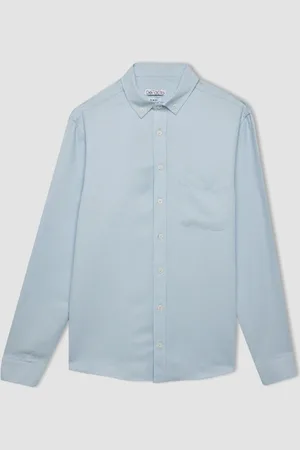 DeFacto Slim Fit Polo Neck Textured Long Sleeve Shirt