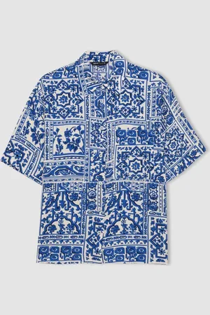 DeFacto Oversize Fit Patterned Short Sleeve Shirt