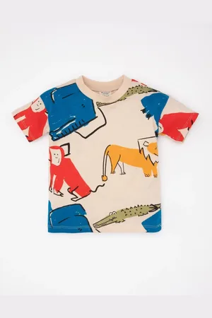 DeFacto Baby Boy Crew Neck Animal Patterned Short Sleeve T-Shirt