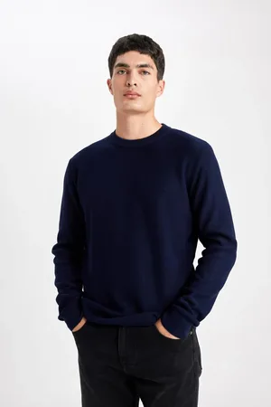 DeFacto Standard Fit Regular Cut Crew Neck Basic Plain Knitwear Sweater
