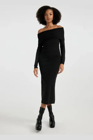 DeFacto Slim Fit Open Shoulder Long Sleeve Dress