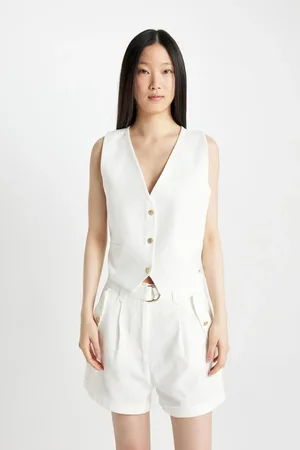DeFacto Crop V-Neck Cotton Blazer Vest