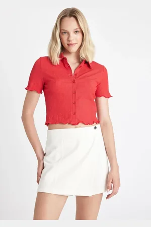 DeFacto Fitted Wrinkled Short Sleeve Shirt