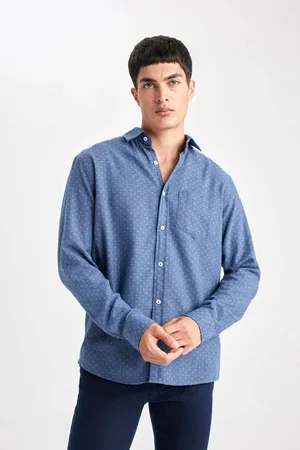 DeFacto Regular Fit Textured Pocket Detail Long Sleeve Shirt