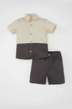 DeFacto Baby Boy Poplin Short Sleeve Shirt and Shorts 2-Piece Set