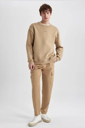 DeFacto Gabardine Trousers Relax Fit Cargo Pocket Straight Leg