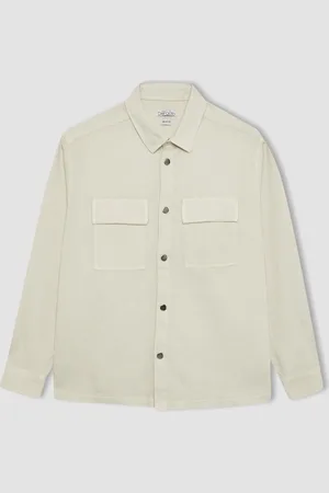 DeFacto Relax Fit Polo Collar Snap Closure Pocket Long Sleeve Shirt Jacket A5329ax23au