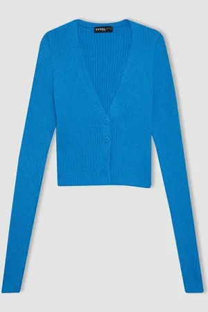 DeFacto Coool Regular Fit Crop Buttoned V Neck Knitted Cardigan A2076ax23au