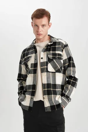 DeFacto Relax Fit Checked Cotton Long Sleeve Shirt