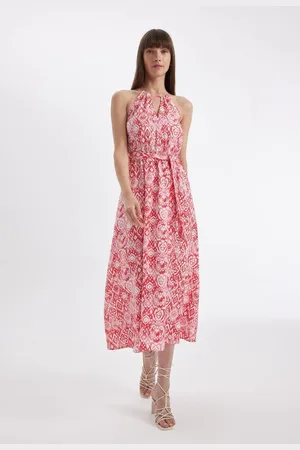 DeFacto Barbell Neck Patterned Sleeveless Maxi Dress
