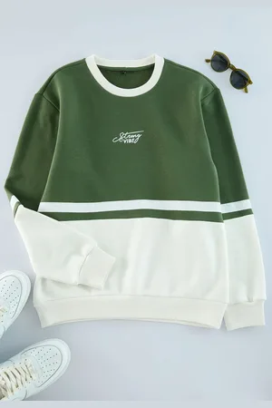 Trendyol Khaki Regular/Normal Cut Long Sleeve Printed Panelled Sweatshirt