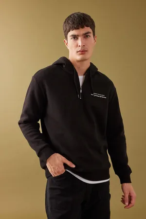 DeFacto Oversize Fit Half Zipper Hooded Back Printed Sweatshirt