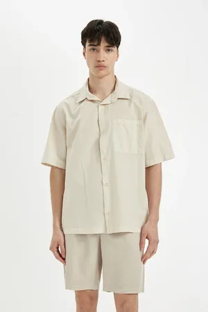 DeFacto Relax Fit Basic Plain Cotton Short Sleeve Shirt