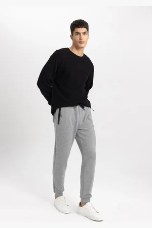 DeFacto Jogger Sweatpants Slim Fit Slim Cut Basic Straight Waist Lace-up Elastic Leg Zipper Pocket