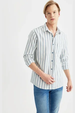 DeFacto Regular Fit Striped Cotton Long Sleeve Shirt