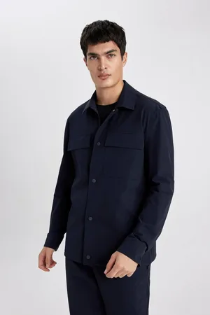 DeFacto Regular Fit Polo Collar Snap Closure Pocket Shirt Jacket