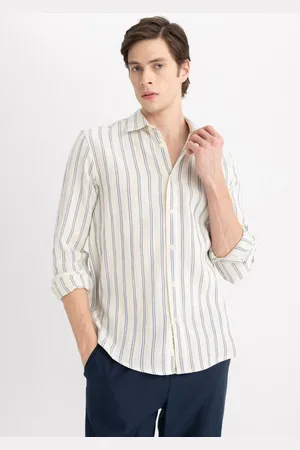DeFacto Regular Fit Polo Neck Long Sleeve Striped Shirt