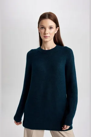 DeFacto Regular Fit Crew Neck Basic Plain Knitwear Sweater Tunic