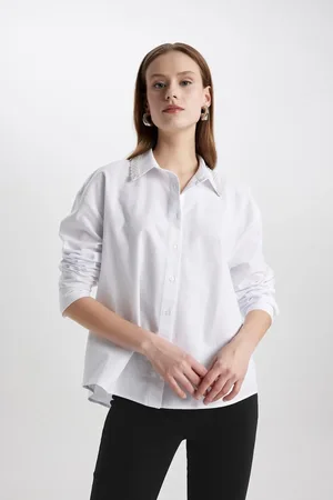 DeFacto Oversize Wide Fit Oxford Long Sleeve Shirt