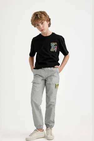 DeFacto Boys Cargo Pocket Waist Tie Elastic Leg Jogger Parachute Pants