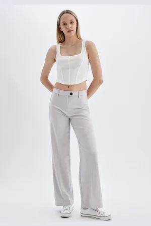 DeFacto Classic Pants Basic Straight Wide Leg Wide Leg High Waist Standard Length