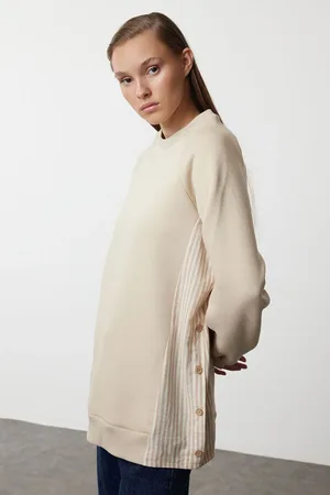 Trendyol Stone Oversize Shirt Detailed Tunic