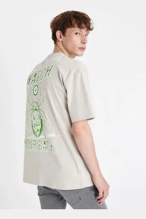 DeFacto Oversize Wide Pattern Crew Neck Back Printed Short Sleeve T-Shirt