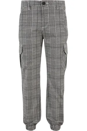 Urban classics Chlapecké kalhoty AOP Glencheck Cargo černo/bílé
