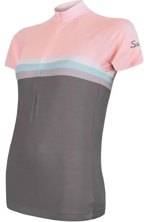 Sensor Dámský cyklistický dres Cyklo Summer Stripe Grey/Pink