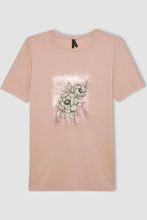 DeFacto Regular Fit Crew Neck Floral Short Sleeve T-Shirt