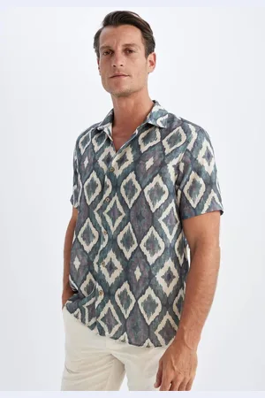 DeFacto Regular Fit Polo Collar Patterned Short Sleeve Shirt