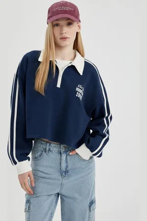 DeFacto Cool Zipper Collar Crop Sweatshirt