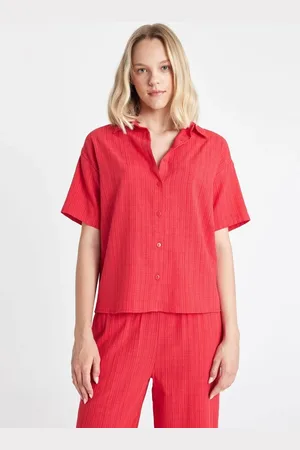 DeFacto Oversize Wide Pattern Linen Look Short Sleeve Shirt
