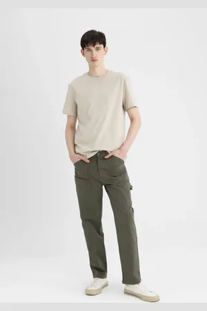 DeFacto Gabardine Trousers Straight Fit Pocket Straight Leg