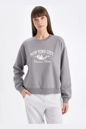DeFacto Regular Fit Crew Neck Printed Thin Sweatshirt