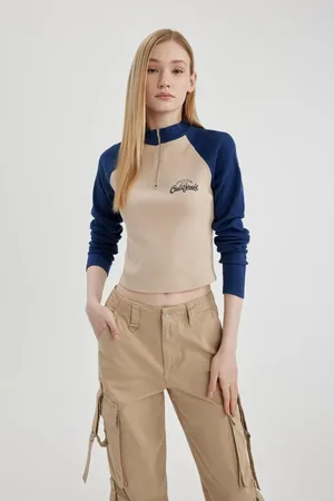 DeFacto Cool Fitted Zipper High Neck Long Sleeve T-Shirt