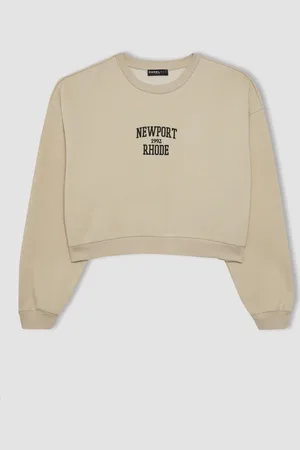 DeFacto Cool Oversize Wide Pattern Crew Neck Printed Thick Sweatshirt