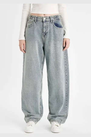 DeFacto Baggy Fit High Waist Ankle Length Jean Washed Trousers