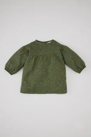 DeFacto Baby Girl Floral Long Sleeve Twill Dress