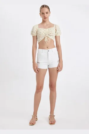 DeFacto High Waist Cut-Toe Jean Shorts