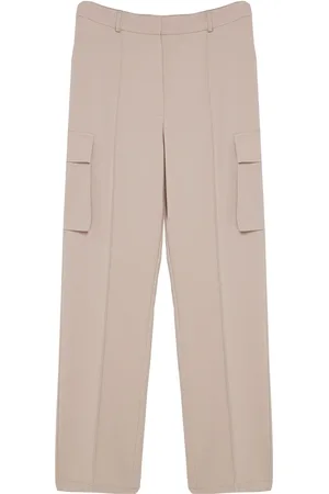Trendyol Beige Cargo Straight Cut Woven Double Pocket Woven Trousers