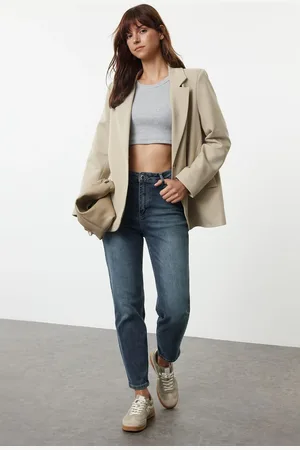 Trendyol Blue High Waist Slim Mom Jeans