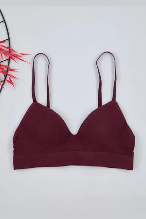 Trendyol Dark Cherry Seamless Strapless Non-Padded Non-Underwire Cupped Bralette Knit Bra