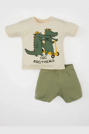 DeFacto Baby Boy Crocodile Printed T-Shirt Shorts 2 Piece Set