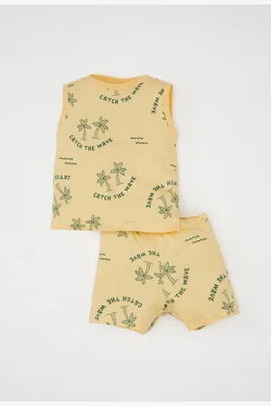 DeFacto Baby Boy 2-Piece Set Palm Tree Patterned Sleeveless T-Shirt Shorts