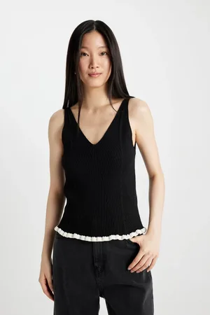 DeFacto Fitted V-Neck Basic Plain Knitwear Undershirt