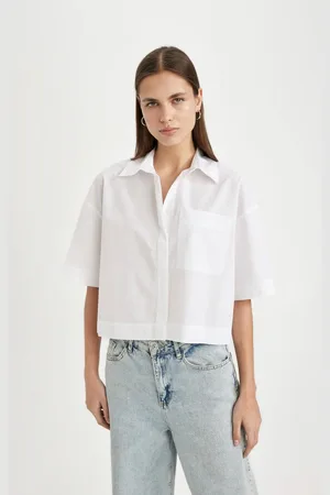 DeFacto Crop Poplin Short Sleeve Shirt