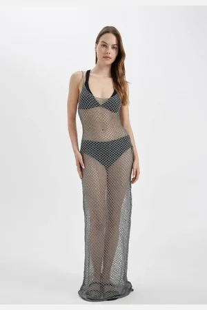 DeFacto Fall in Love Regular Fit Sleeveless Mesh Maxi Beach Dress