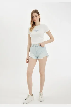DeFacto High Waist Cut Out Jean Shorts