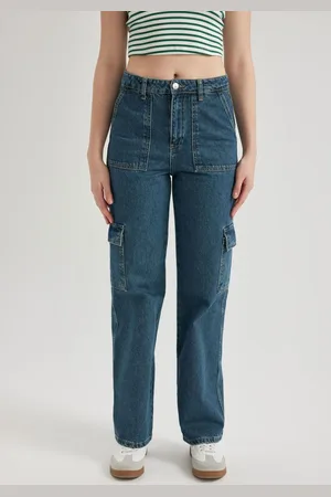 DeFacto Wide Leg Cargo High Waist Long Jeans Washable Trousers